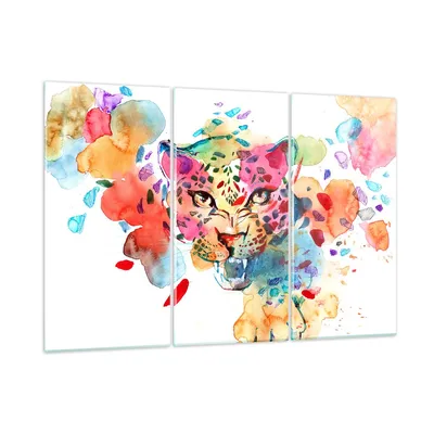 Produktbild von Bilder auf glas - Farbe Konzept Katze - 165x110cm - Glasbilder - Wandbilder - Kunstdruck - zum Aufhängen bereit - Wanddekoration aus Glas - Glas Bilder - Wandbild auf Glas - 3 Teile - GCE165x110-3068