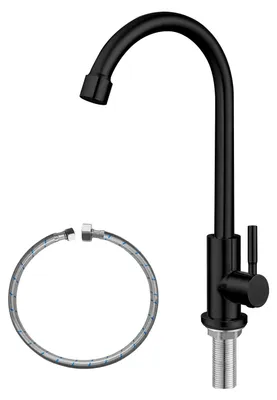 Imagen del producto de Grifo de cocina, agua fría, acero inoxidable, color  mate, una palanca, giratorio 360°