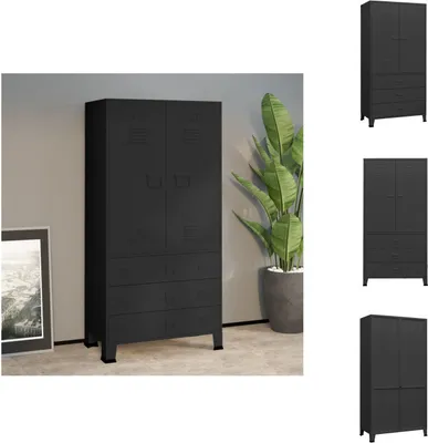 Produktbild von vidaXL Industrial Kleiderschrank Schwarz 90x50x180 cm Metall -  Kleiderschränke