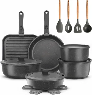 Image de Batterie de cuisine YASHE BZD-DC02GG, 20 pièces, poignées amovibles