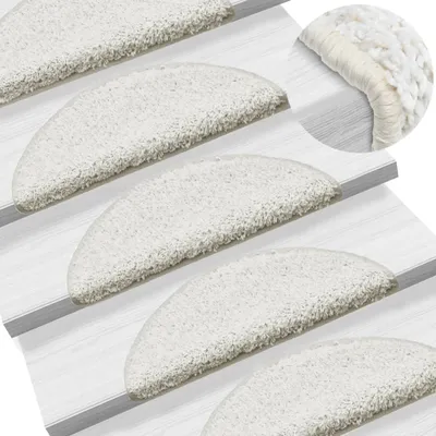 Immagine prodotto di The Living Store Tappetini per gradini 10 pezzi 56x17x3 cm Bianco
