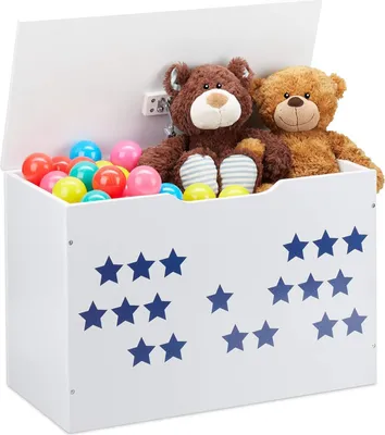 Produktbild von Kinderbank Spielzeugkiste 40x60x30 cm weiß-blau