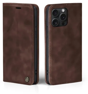 Produktbild von Handy Hülle für Apple iPhone 16 Pro Max Klapphülle Bookcase Flip Cover Handy Tasche Etui Farbe: Dunkelbraun