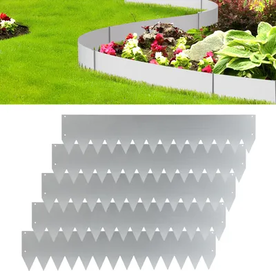 Produktbild von Jayseuw Rasenkante Schnecken Abwehr Verzinkt Blumenzaun Trennrand Gartenumrandung Stahl 100x20cm 100m Silber