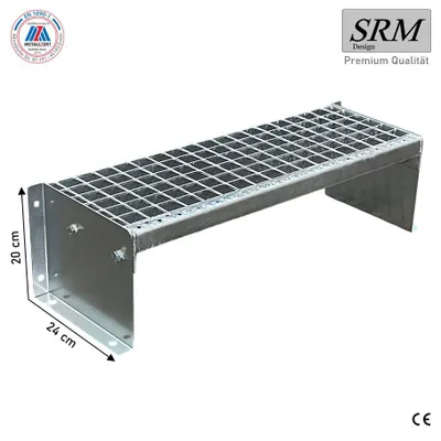 Produktbild von 1 Stufen Standtreppe Modell 1 verzinkt, Breite 120 cm, Höhe 20 cm ohne Geländer