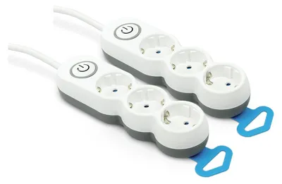 Productafbeelding van Garza - 2-voudige stekkerdoos met 3 stopcontacten, 1,4 meter kabel, platte stekker, meter