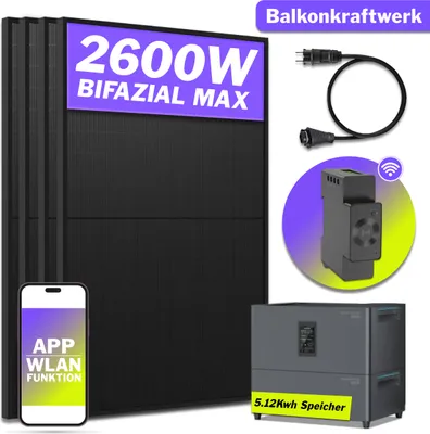 Produktbild von 2000W Balkonkraftwerk mit Marstek Jupiter C Plus und Erweiterungsspeicher 0% MwSt nach §12 Abs.3 UstG