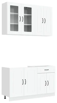Image de vidaXL Ensemble de cuisine KALMAR, 4 pièces, blanc, en bois composite