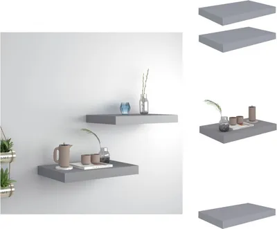 Imagen del producto de vidaXL Estanterías flotantes para pared, 2 unidades, color gris, 40x23x3,8 cm, MDF - Estanterías