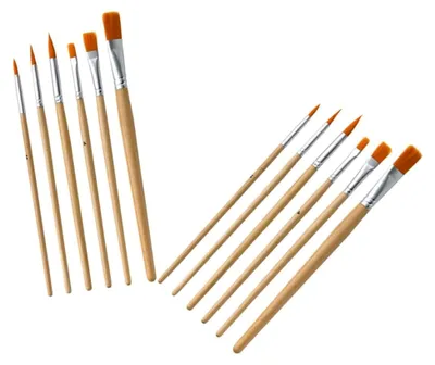 Produktbild von 12-teiliges Künstlerpinselset mit Holzgriff und Nylonhaaren für Öl-, Acryl- und Gouachefarben, geeignet für Anfänger und Profis