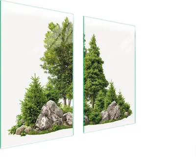 Image de Plaques de recouvrement pour cuisinière 2 pièces 75x52 Couverture de champ en vitrocéramique Planche à découper Forêt Verte