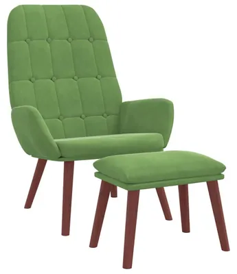 Produktbild von vidaXL Relaxsessel mit Hocker Hellgrün Samt