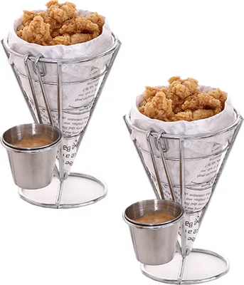 Image de CANDeal 2 stuck housse frites debout buffet cônes snacks stand d'exposition paniers à frites, cônes snacks poulet frit frites support alimentaire