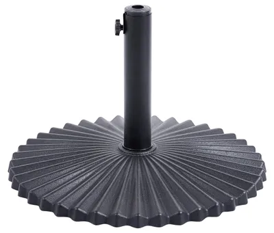 Produktbild von BELIANI Sonnenschirmständer Schwarz aus Stahl Pulverbeschichtet Wasserabweisend Verstellbar Runde Form mit Rillen Sonnenschirmfuß Garten Outdoor