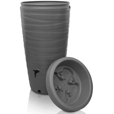 Produktbild von YourCasa Regentonne 240 Liter [Wave Design] - Frostsicher & UV-beständig Grau