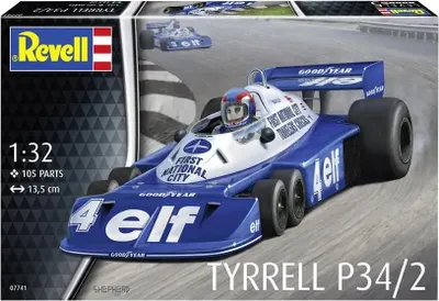 Produktbild von Revell Fahrzeug-Modellbausatz Tyrrell P34/2 6-Wheeler, Rennauto, 105 Teile, 1:32, 07741