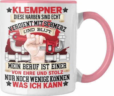 Produktbild von Trendation - Klempner Tasse Geschenk Handwerker Geschenkidee Spruch für Männer (Rosa)