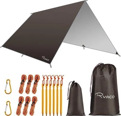 Productafbeelding van Waterdichte tent, 3x3 meter, lichtgewicht, compact, met UV-bescherming, geschikt als picknickdeken