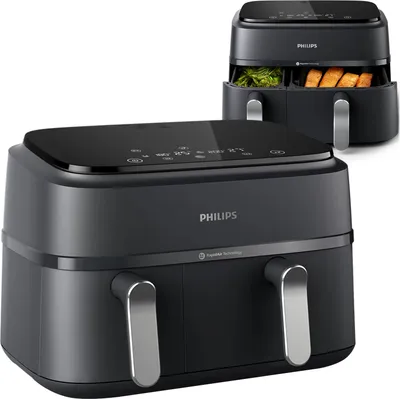 Produktbild von Philips Airfryer 9L Dual Basket, RapidAir, Digital, schwarz (NA351/00)