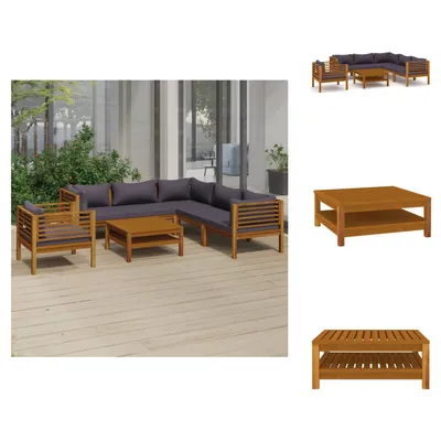 Immagine prodotto di vidaXL Set di 7 pezzi per salotto da giardino con cuscino in legno massiccio di acacia - Set di mobili da giardino