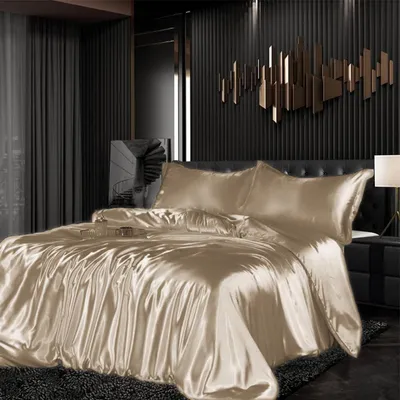 Immagine prodotto di Set di lenzuola in raso, giallo, 155x220 cm, composto da 3 pezzi, con cerniera