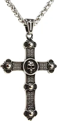Produktbild von Lederkette Edelstahlkette 316L SKELETT KREUZ 60 cm Edelstahl 05-03