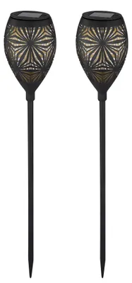 Produktbild von 2x LED Solar Steckleuchte, Metall, schwarz, IP44, H 58 cm