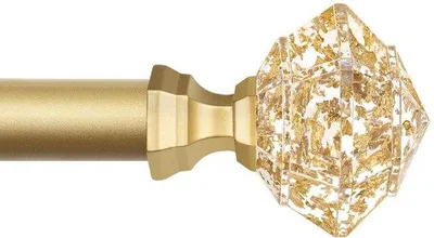 Immagine prodotto di Tenda a soffitto Ibenzoa® dorata, telescopica, regolabile da 80 a 292 cm, diametro 19 mm, con estremità trasparenti a forma di diamante, capacità di carico 10 kg – ideale per ambienti domestici
