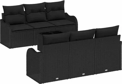 Produktbild von vidaXL Gartensofa-set Schwarz 55 x 55 x 37 cm Poly-Rattan