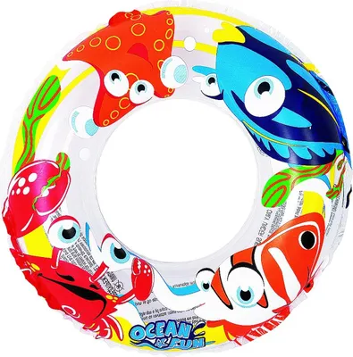 Zdjęcie produktu dla Kółko do pływania dla dzieci 50 cm - nadmuchiwane kółko do pływania "Ocean" przezroczyste, kolorowe, wytrzymałe PVC, od 3 lat, Sun Club