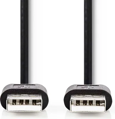 Produktbild von Nedis USB-Kabel - USB 2.0 - USB-A Stecker - USB-A Stecker - 480 Mbps - Vernickelt - 2.00 m - Rund - PVC - Schwarz - Label
