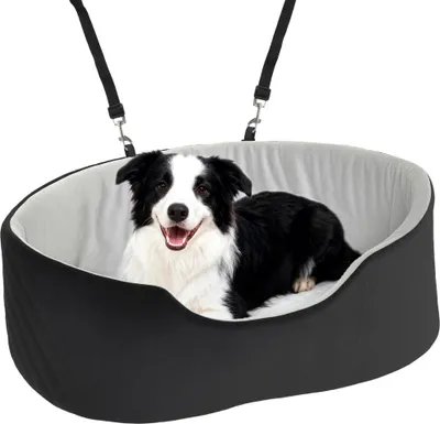 Image de Siège auto pour chien - Siège pour petits et moyens chiens - Jusqu'à 15 kg - Housse amovible et lavable - Base antidérapante - Noir