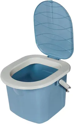Imagen del producto de Inodoro portátil para camping, con capacidad de 15,5 litros, resistente hasta 120 kg, para uso en exteriores