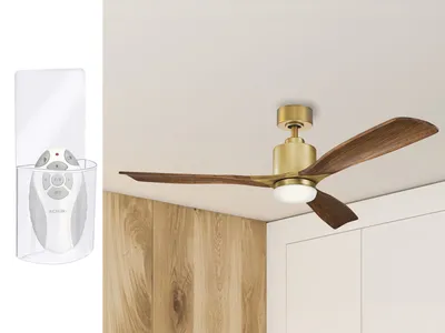 Produktbild von Deckenventilator Ø 132cm mit Licht und Fernbedienung, leise mit Echtholzflügeln