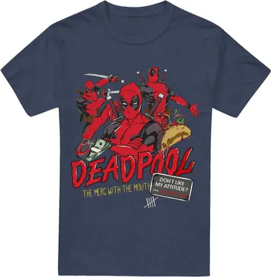 Produktbild von Deadpool - "Attitude" T-Shirt für Herren/Damen Uni TV17382 (M) (Marineblau Meliert)