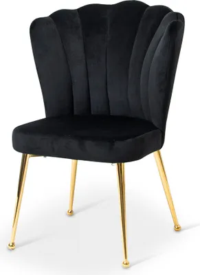 Image de Milton & Oldbrook Chaise de salle à manger en velours Vienna Noir