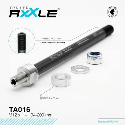 Produktbild von Trailer AxXle TA016 - Die Achse für Fahrrad Kinderanhänger M12x1,0 | 194-200 mm