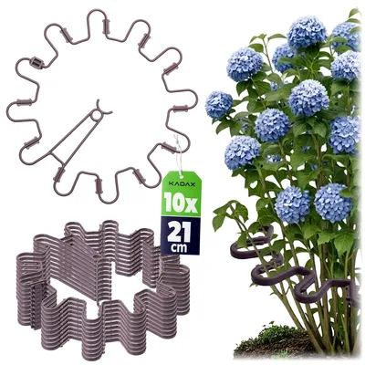 Produktbild von KADAX Staudenhalter Rund Ø 21 cm im 10er Set, Pflanzenhalter aus Kunststoff, Pflanzenstütze, Staudenstütze für Hortensien & Pfingstrosen, Hortensienhalter, Pflanzring(Braun, 10 Stück)