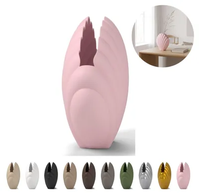 Produktbild von Deko Vase Muschel 13,8 cm, skulptural aus PLA – Sakura-Rosa