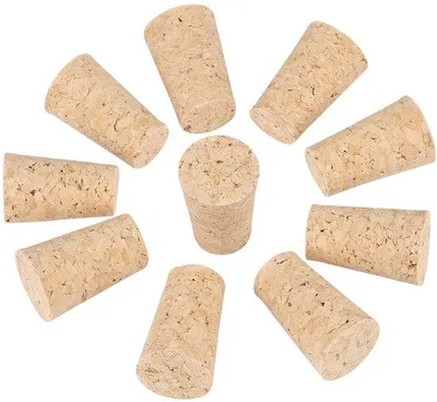 Obrázok produktu pre Zátky z prírodného korku na fľaše vína – 10 kusov – drevo – vzduchotesné – dekorácia – pre tvorivé projekty
