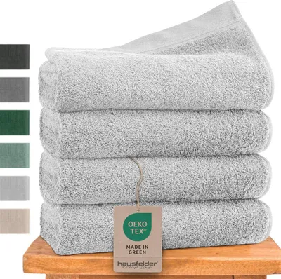 Produktbild von Hausfelder Handtücher Premium Handtuch Set (Hellgrau, 4 Handtücher 50x100cm)