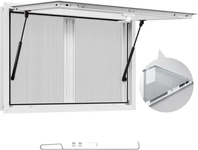 Produktbild von VEVOR Imbissfenster (915 x 610 mm Einbaumaß) mit Aluminiumrahmen, Imbissanhänger-Servierfenster mit 85°-Öffnungswinkel & 2 Schiebefenstern, Konzessionsfenster für Konzessionsstände Imbisswagen