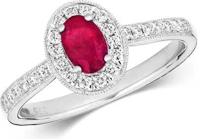 Produktbild von Funkelndes Feuer Exquisiter 9 Karat (375) Weißgold Cluster Diamant Ring Brillant-Schliff 0.25 Karat HI - I1 mit Rubin, 54 (17.2); TRS292629KWRSN