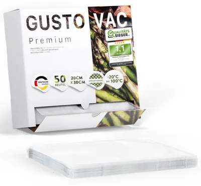 Zdjęcie produktu dla Worki próżniowe GustoVac Premium – 20 x 30 cm – 50 sztuk