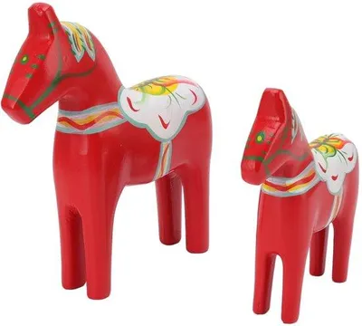 Image de Figurine de cheval en bois, décoration de Noël, Dalapaard, 1 paire