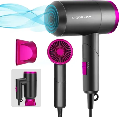 Produktbild von Aigostar Diane Reiseföhn 1800W Faltbar - Grau, Diffusor inklusive