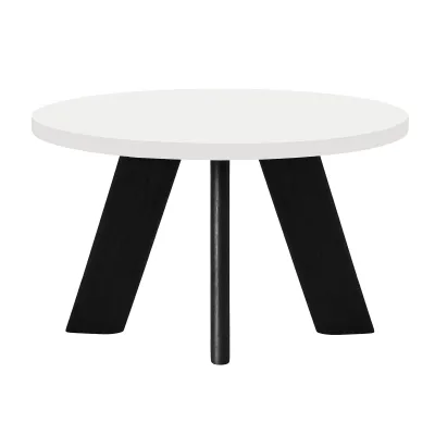Zdjęcie produktu dla Stolik kawowy LEX o średnicy 75 cm, minimalistyczny i ponadczasowy - biały/czarny