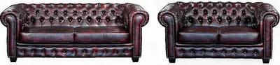 Produktbild von Chesterfield Garnitur 3+2 - Büffelleder - Rotbraun - BRENTON