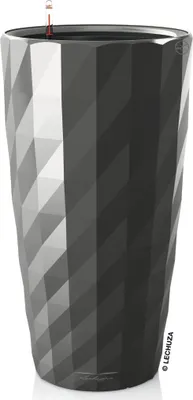 Zdjęcie produktu dla Sadzarka LECHUZA DIAMANTE Premium Anthracite Metallic | Kolumna do sadzenia z nawadnianiem i wkładem roślinnym | Powierzchnia metaliczna | Ø 40 x 75 cm | 15703