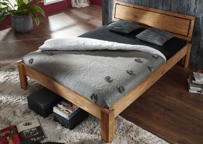 Produktbild von MASSIVMOEBEL24 Bett Sheesham 200x200x83 braun geölt NATURE BROWN #523